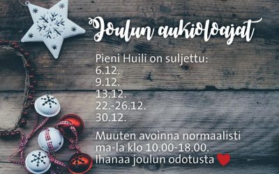 Joulukuun aukioloajat!